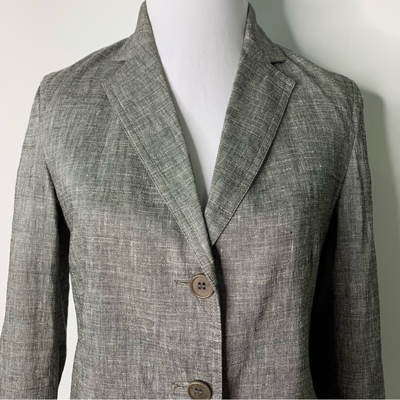 Theory Women’s Gray 100% Linen Three Button Blazer Jacket Size 2 - Picture 2 of 16